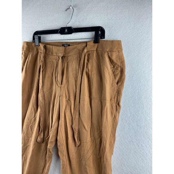Ann Taylor Loft Pants Womens 14 Brown Paperbag Ankle Cuffed Tie Front Casual - Picture 6 of 16